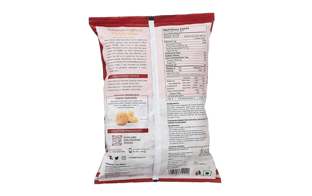 4700BC Hawaiian Barbeque Cheese Popcorn Heartcrafted Perfection   Pack  20 grams